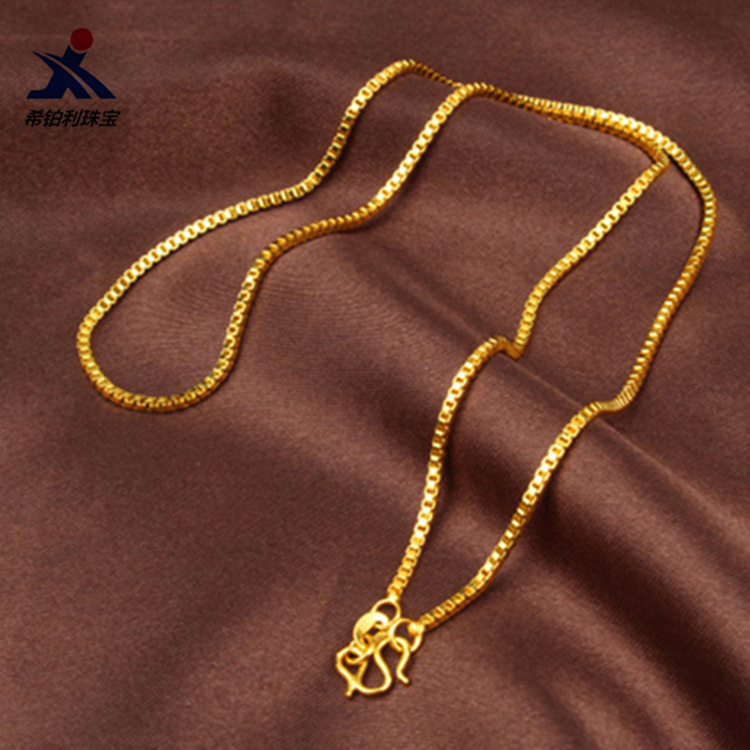 Bar Cart Gold - Kalung Rantai Kotak AU999 Wanita Emas