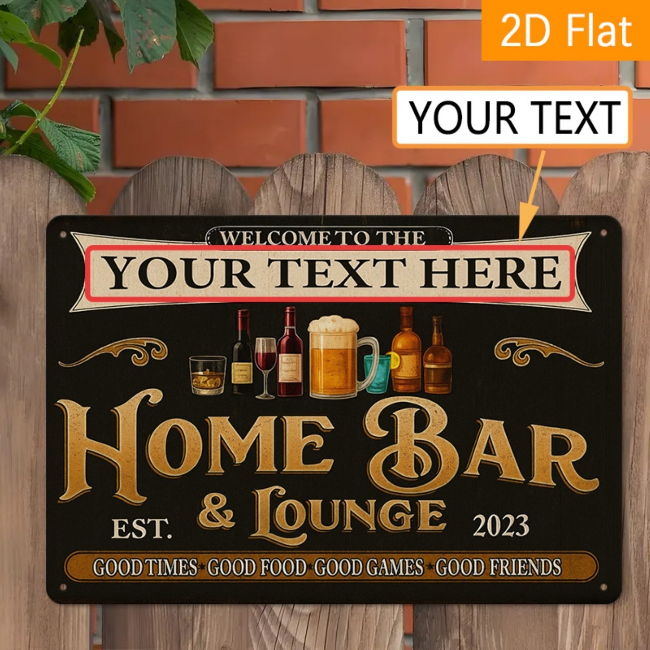 Home Bar Lounge - Papan Logam Vintage Kustom yang Dipersonalisasi