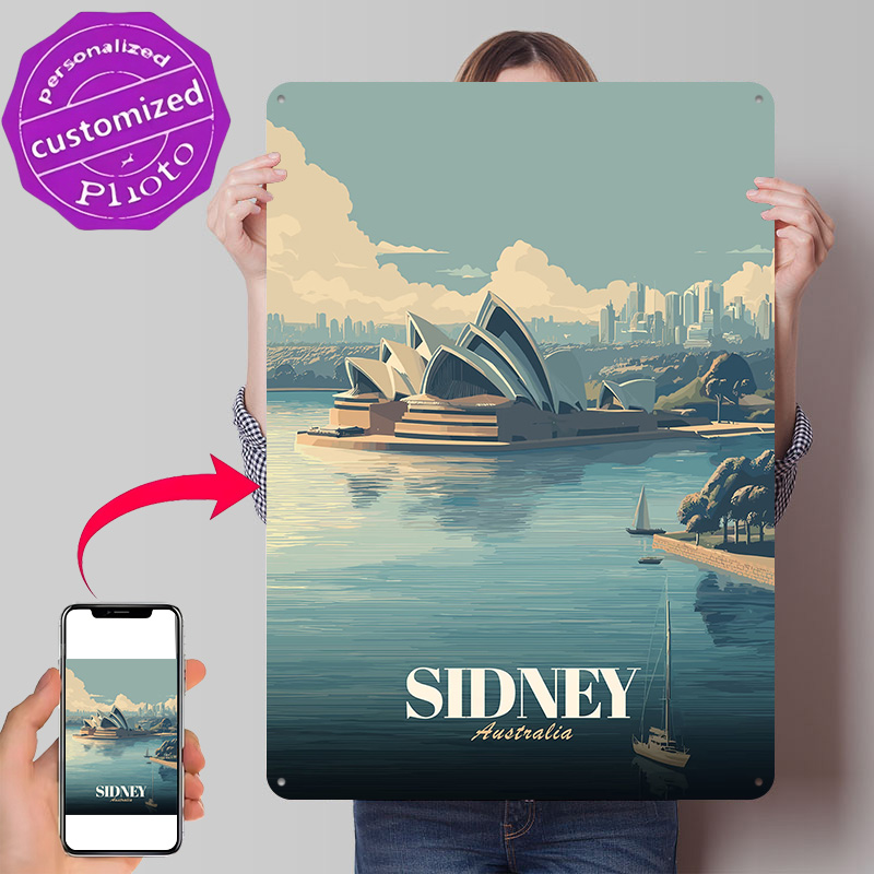 Home Bar Sydney - Poster Perjalanan Sydney Opera House Retro