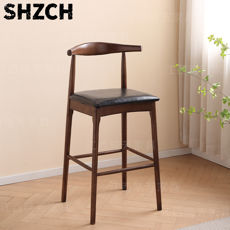 Home Bar Lounge - Kursi Bar Kayu Solid Bergaya Retro