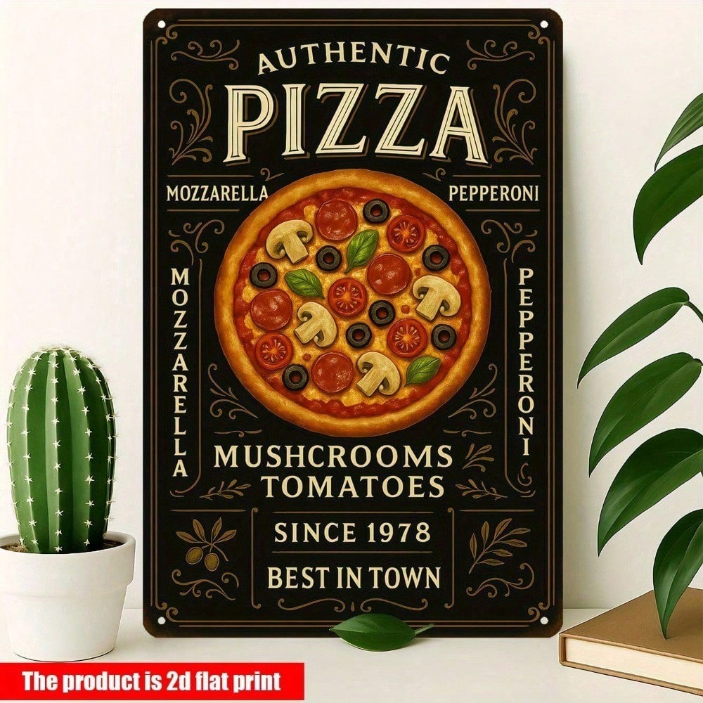 Home Bar And Restaurant - Papan Logam Vintage Pizzeria - Dekorasi