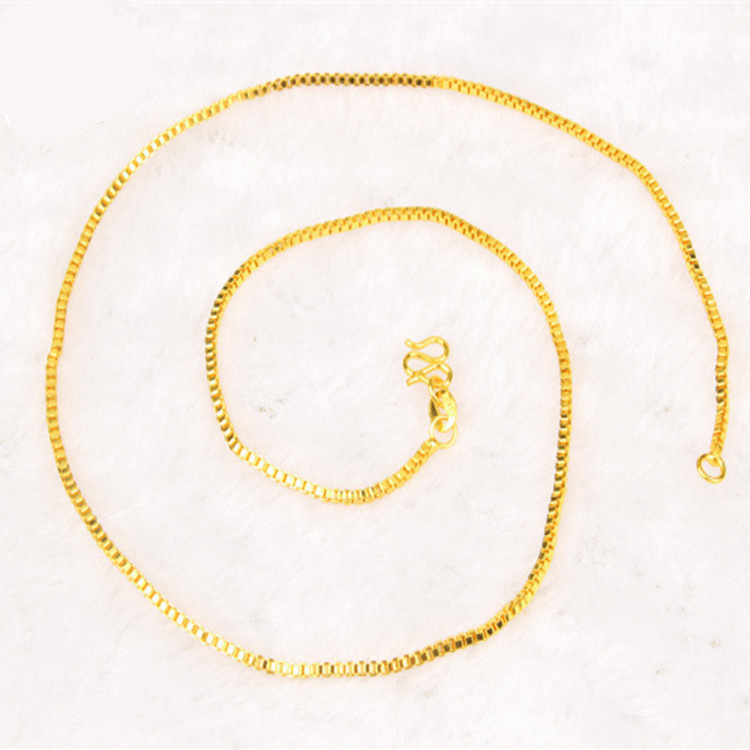 Kalung Rantai Kotak AU999 Wani - Bar Cart Gold ulasan dan harga