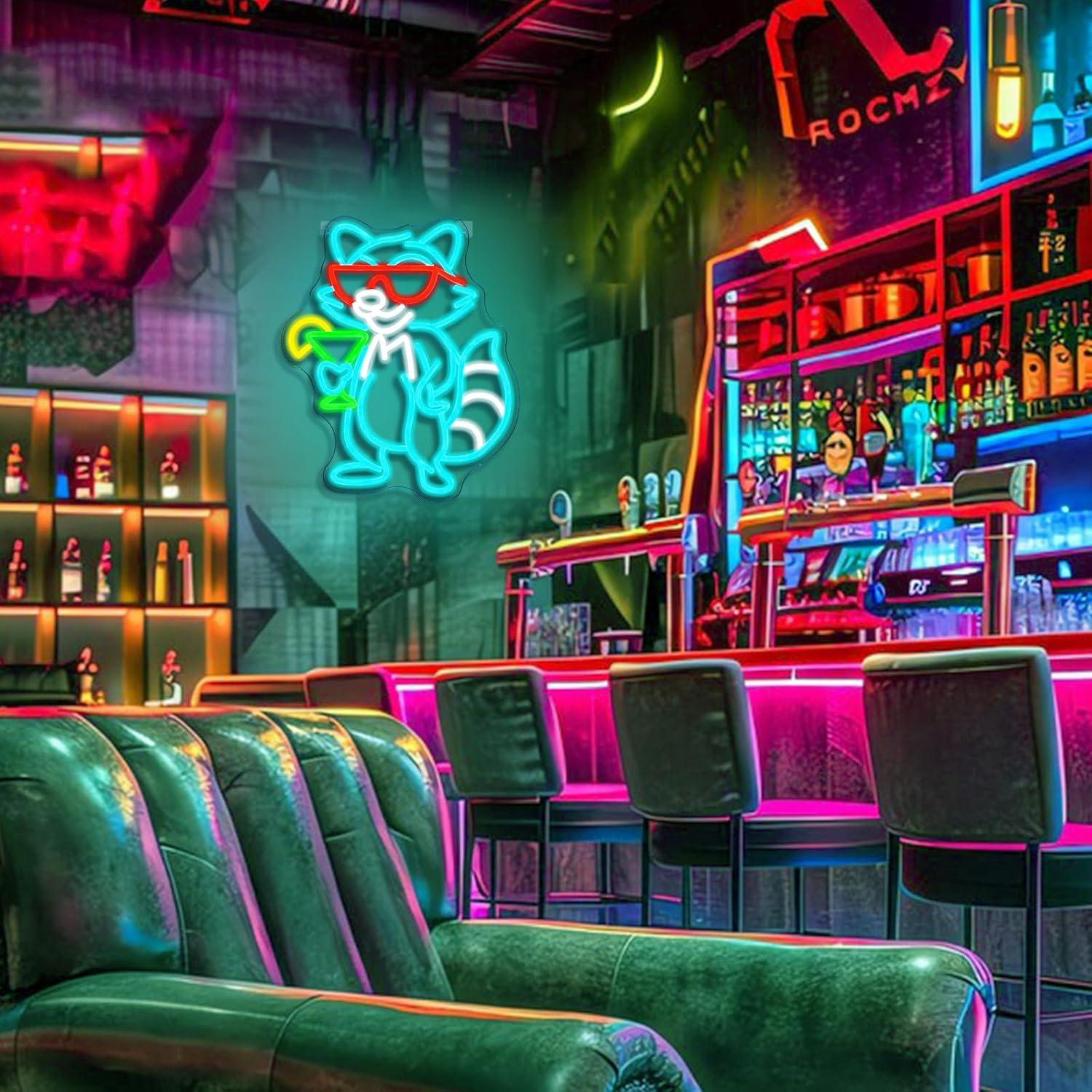 Lampu Neon LED Raccoon Dengan  - Home Bar Lounge ulasan dan harga