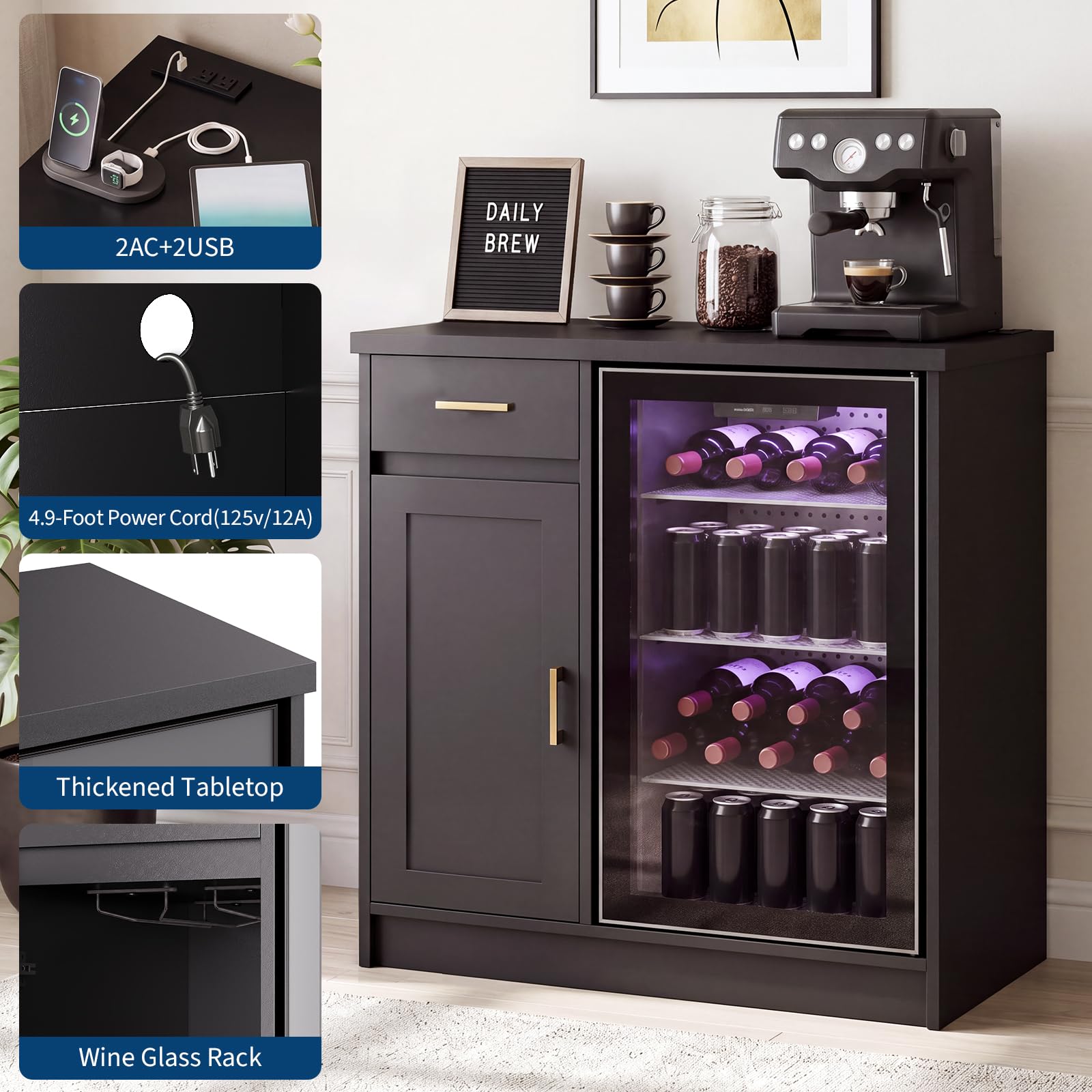 Lemari Bar Anggur Gaya Farmhou - Home Bar And Fridge ulasan dan harga