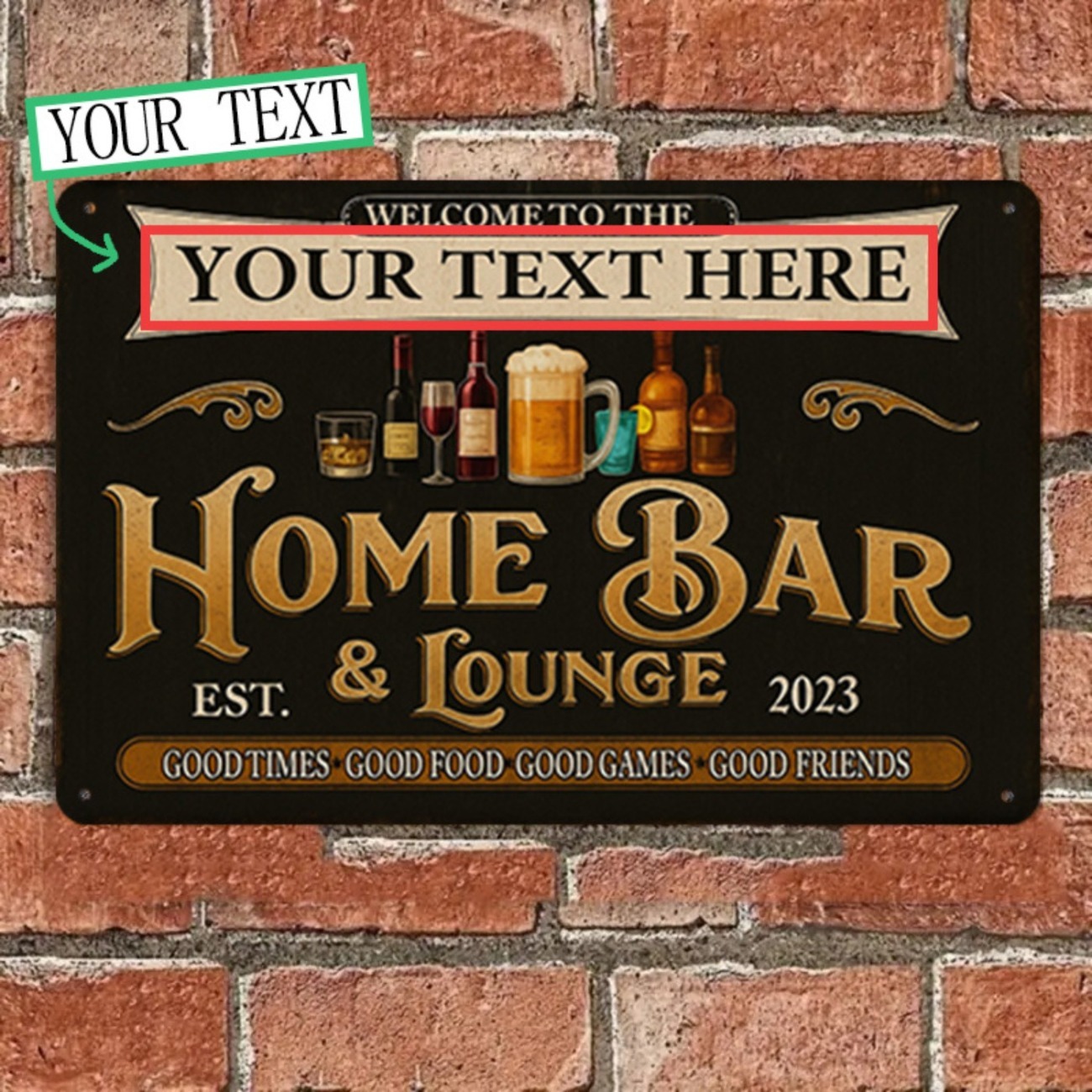 Papan Logam Vintage Kustom yan - Home Bar Lounge ulasan dan harga
