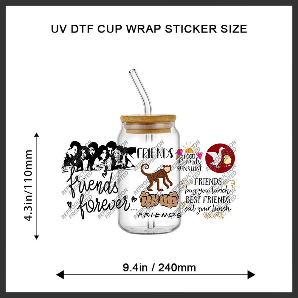Stiker UV DTF Tema Teman Retro - Old Fashioned Glass ulasan dan harga