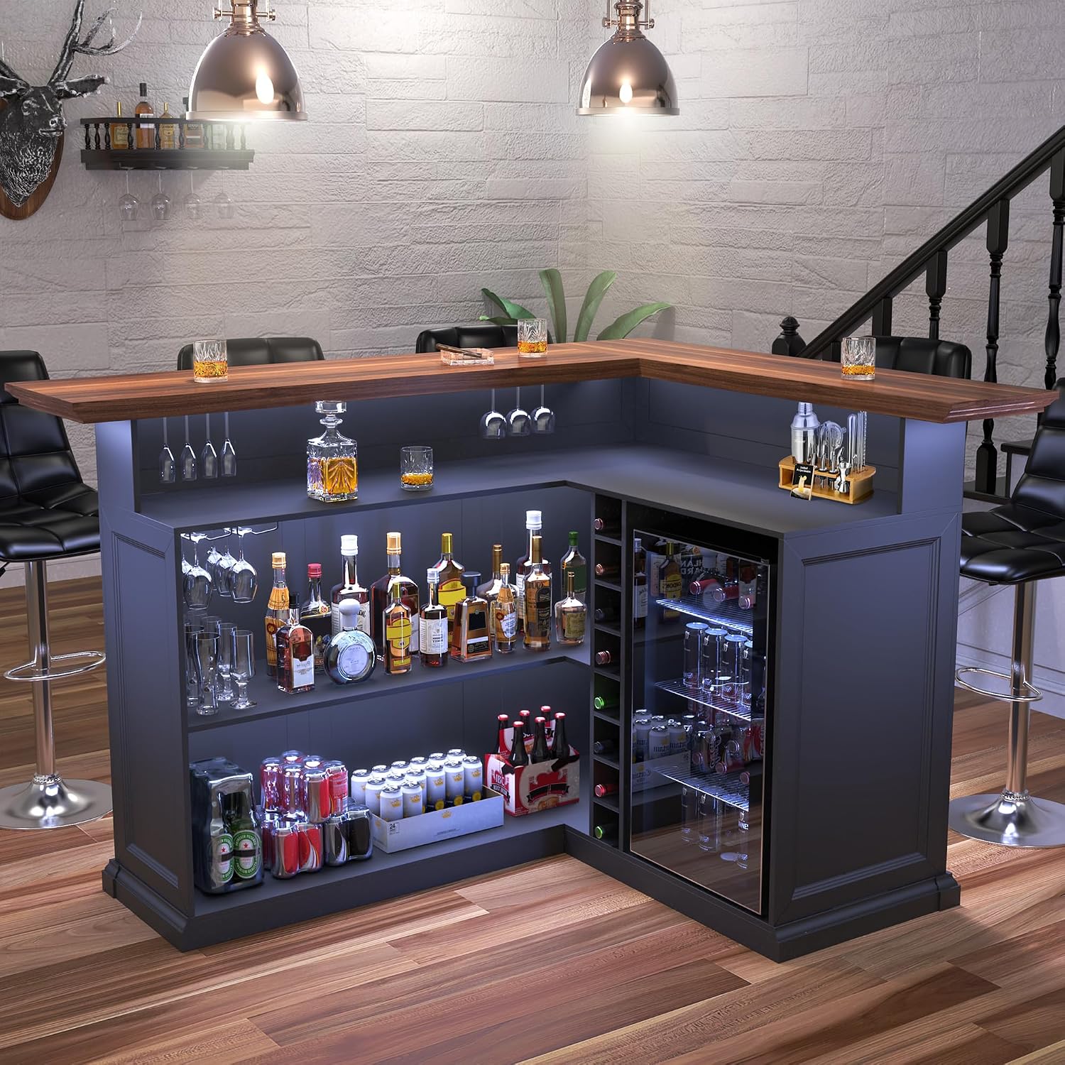 Kabinet Bar Rumah Bentuk-L den - Home Bar And Fridge ulasan dan harga