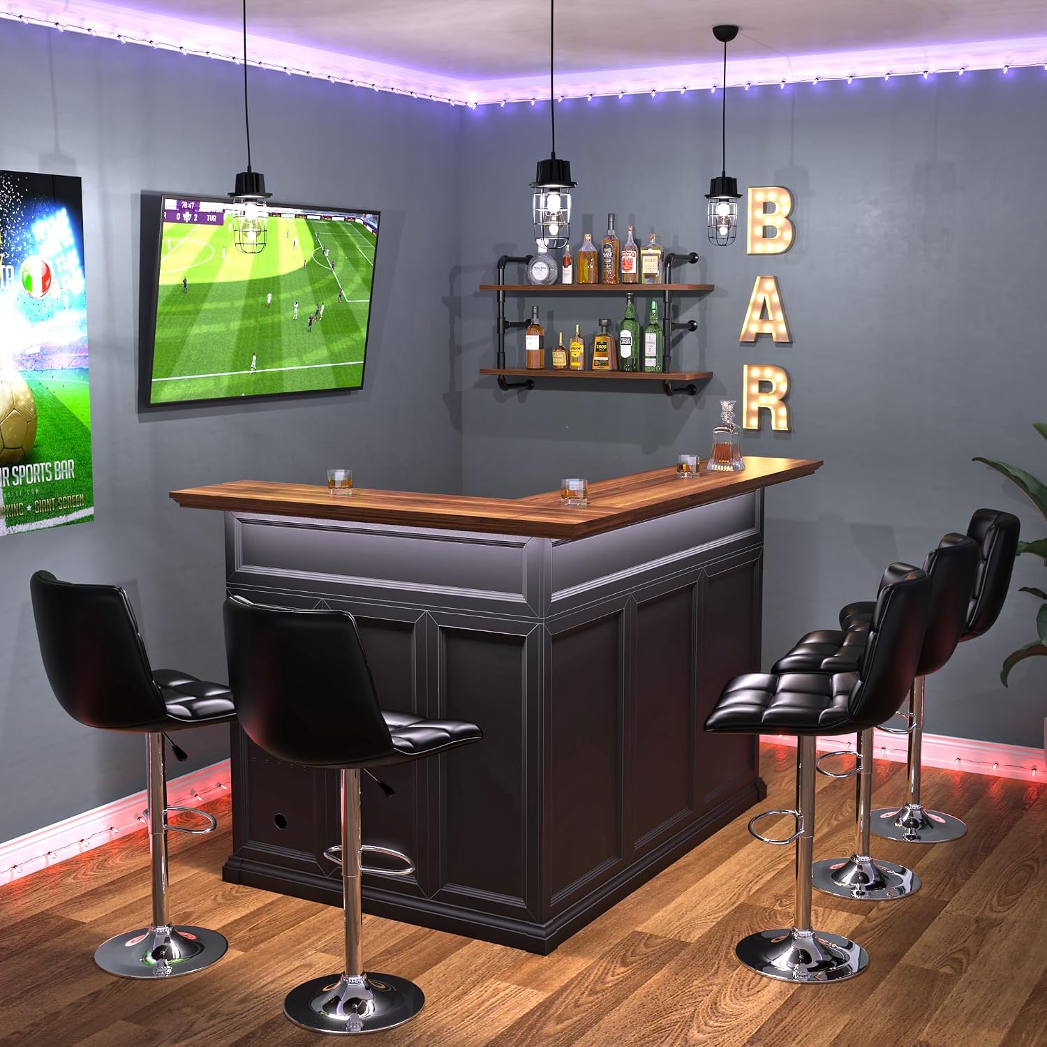 Kabinet Bar Rumah Bentuk-L den - Home Bar And Fridge ulasan dan harga