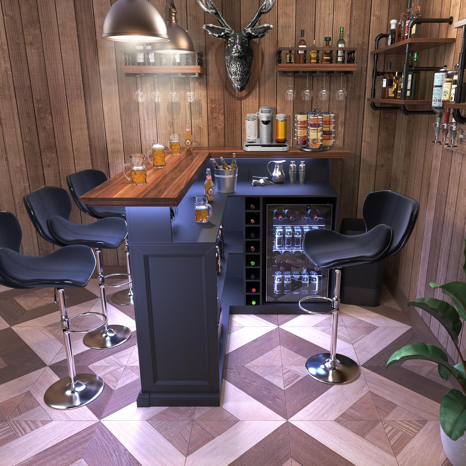 Kabinet Bar Rumah Bentuk-L den - Home Bar And Fridge ulasan dan harga